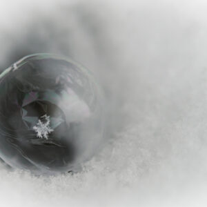 metal print of a snowflake on a frozen bubble print